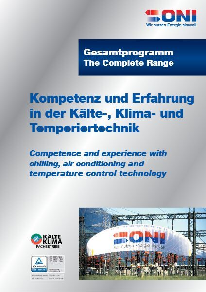 Cover of the ONI product range brochure